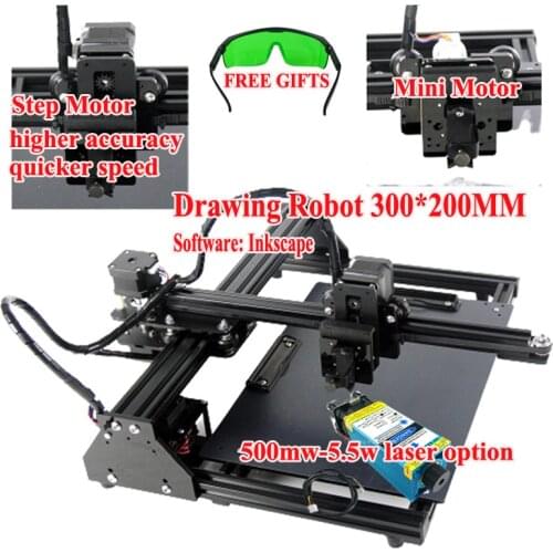 30*20CM XY Plotter Pen Drawing Lettering Robot Laser Writing Machine Laser Carving Machine 500MW-5.5W Laser Engraving Machine