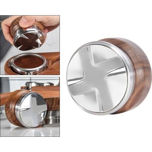 Stainless Steel Base Wood Handle Coffee Distributor Espresso Palm Tamper