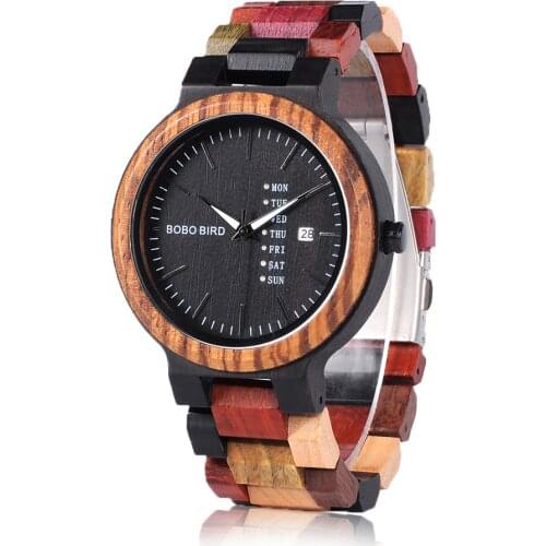 BOBO BIRD Couple watch Luxury Brand Wood Timepieces Week Date Display Quartz Watches for Men Women Great Gift Dropshipping OEM