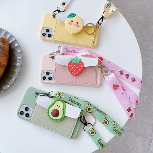 Cartoon Wallet phone case for Xiaomi Redmi K20 K30s K30i K40 Note 10S 10x 5A S2 Poco F1 X3 X2 M3 F2 Pro C3 Necklace strap Cover
