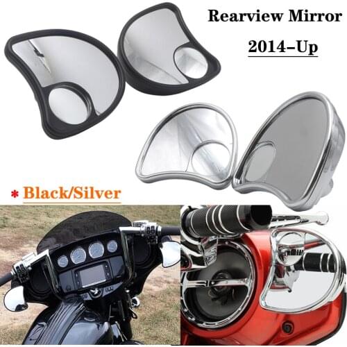 Black Motorcycle Fairing Mount Rearview Side Mirror With Blind Spot For Harley Electra Glide Street Glide 2014-Up