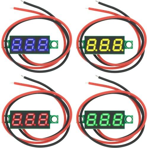 0.28 Inch 2.5V-40V Mini Digital Voltmeter Voltage Tester Meter Red/Blue/yellow/green LED Screen Electronic Parts Accessories