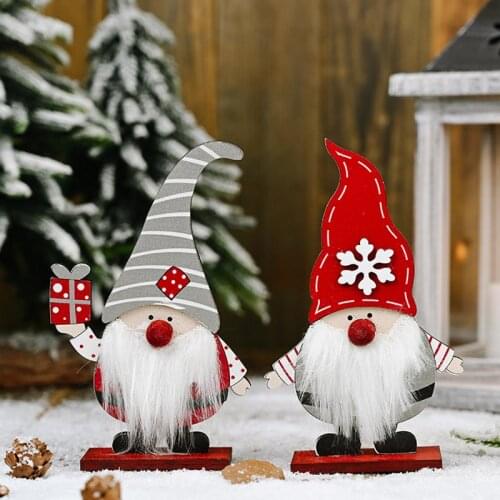 Wooden Santa Claus Christmas Decoration Gift wood Crafts Xmas Ornaments for Christmas Home Table Decorations Navidad New Year