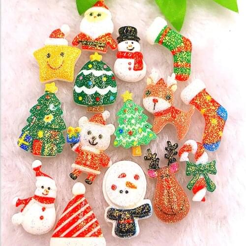 DIY10PCS Mixed batch Merry Christmas resin flat back button scrapbook handmade