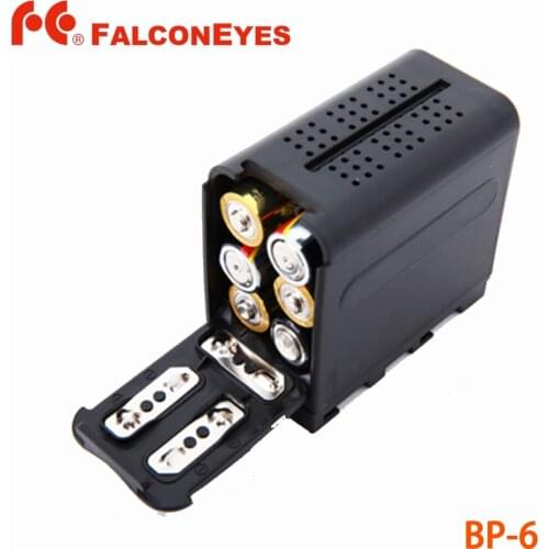 FALCON EYES 6pcs AA Battery Case Pack Power as NP-F970 for LED VIDEO LIGHT Panels or Monitor YN300 II,DV-160V