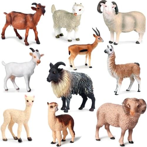 Simulation Wild Animal Model Goat Sheep Ranch Poultry Collection Animal Figure Model Cognition Educational toy for children Gift