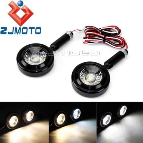 Motorcycle Aluminum Round Turn Indicators White Running Turn Signals Amber Light For Harley Honda Yamaha Suzuki Custom