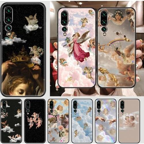 Angels Cute Cupid Phone case For Huawei P Mate P10 P20 P30 P40 10 20 Smart Z Pro Lite 2019 black silicone prime fashion
