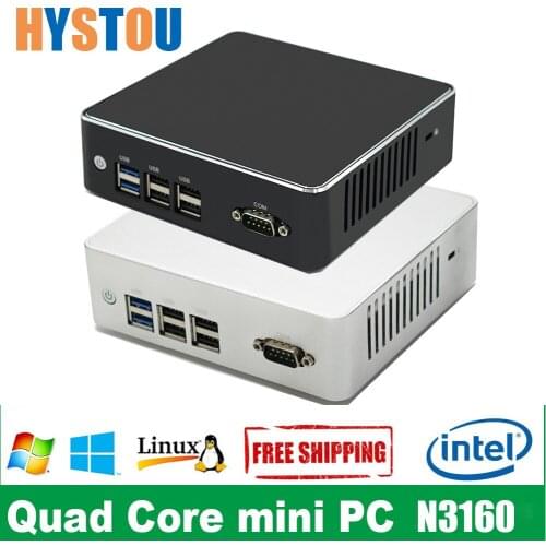 Dual Lan Computer Celeron Quad Core N3160 2.24GHz Linux Win 10 Form PC Dual HDMI 300M WIFI Mini Desktop Computer Sever