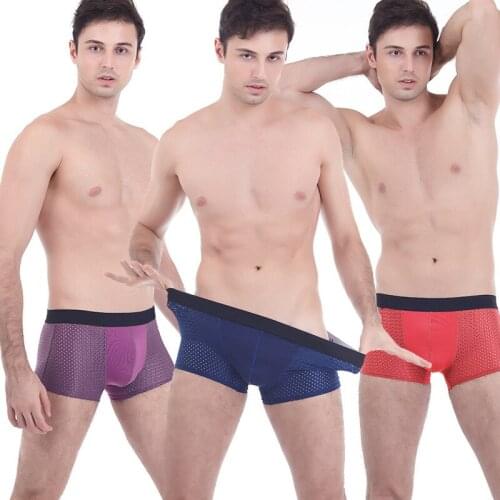 Mens Ice Silk Mesh Underwear Breathable And Comfortable Sexy Boxer Briefs Men Underpants