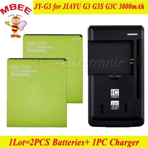 1Lot=1PC Desk Charger +2PCS 3000mAh Version JY-G3 Battery For JIAYU G3 G3S G3C Battery Batterie Bateria AKKU Accumulator PIL