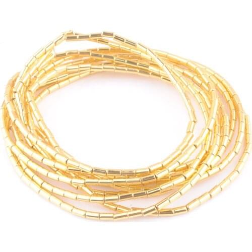 Wholesale 5 Strands Gold Hematite 2x4mm Column Tube Spacer Loose Beads Accessories For DIY Jewelry Making Findings QL3003