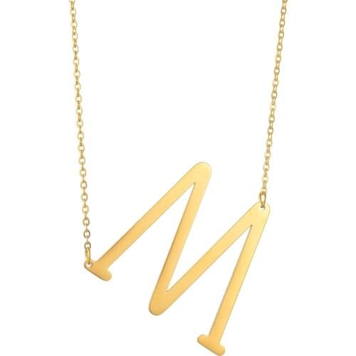 Large Initial Necklace 100% Stainless Steel Jewelry Big Letter Necklace A-Z Gold Necklace Monogram Necklace Gifts