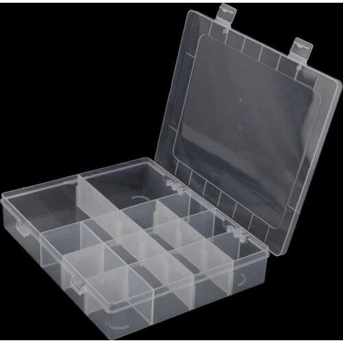 14-Grid Plastic Adjustable Jewelry Organizer Box Storage Container Case with Removable Dividers Transparent Organizer Box
