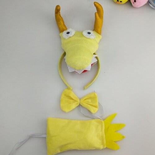Animal Chinese Dragon Headband Bow Tie Tail Cosplay Costume Set Performance Props Party Christmas Halloween Costume for Kids