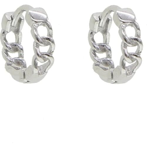 Simple 925 sterling silver jewelry Mini small huggie hoops cuban link chain mini small hoop earring