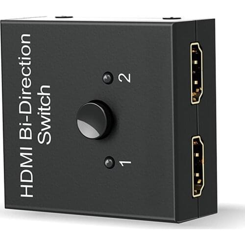 Hot-HDMI Splitter, HDMI Switch Bidirectional 2 Input to 1 Output or 1 in to 2 Out, 1080P Passthrough HDMI Switcher