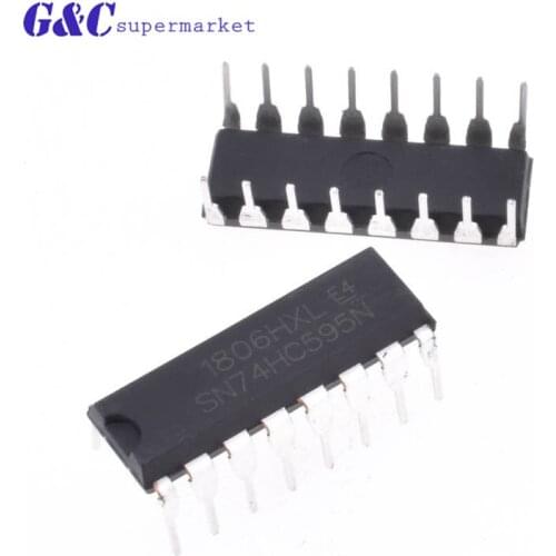 10 pcs SN74HC595N SN74HC595 74HC595N 74HC595 DIP-16 Counter Shift Registers Tri-State 8-Bit New diy electronics