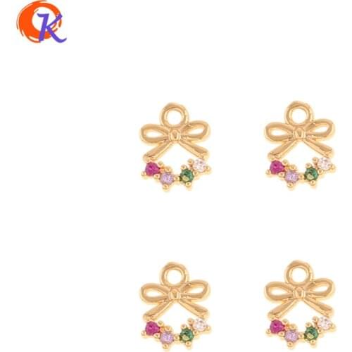 Cordial Design 30Pcs 7*9MM Jewelry Accessories/Hand Made/Genuine Gold Plating/Pendant/Earring Findings/DIY Making/CZ Charms