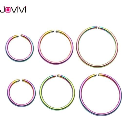 JOVIVI 20G Stainless Steel Hinged Clicker Earring Fit Ear Nose Septum Nipple Huggie Hoop Rings Muti-used Body Piercing 6mm-10mm