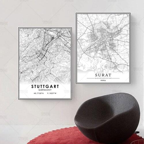 SWITZERLAND STUTTGART SURAT SURFERS PARADISE SWEDEN City Map Poster PaintingWorld CityMap