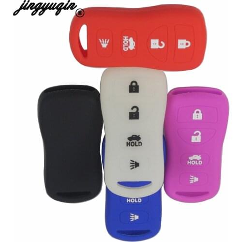 Jingyuqin Silicone 4 Button Smart Card Key Fob Case Cover For Nissan Armada Sentra 350Z Altima Maxima Infiniti Keyless Holder