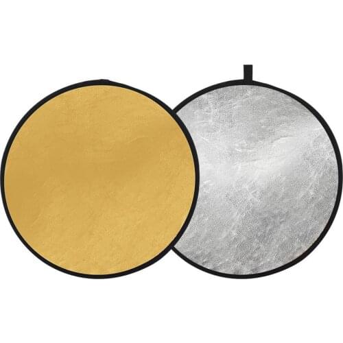 24"/60cm Factory Handhold Multi Collapsible Portable Disc Light Reflector for Photography 2in1 Gold and Silver