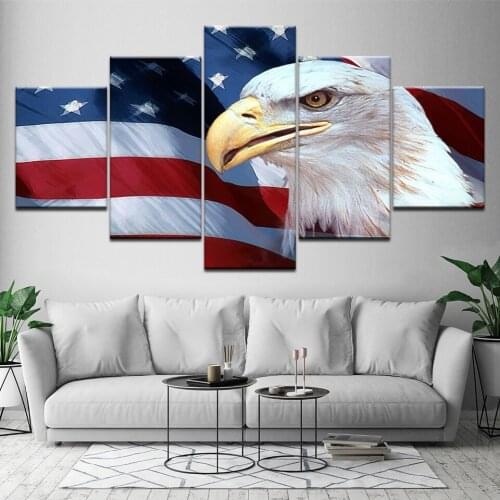 Modern Canvas Painting Wall Art Modular HD Printed Poster 5 Panel Eagle American Flag bedroom living Room Pictures Home Decor