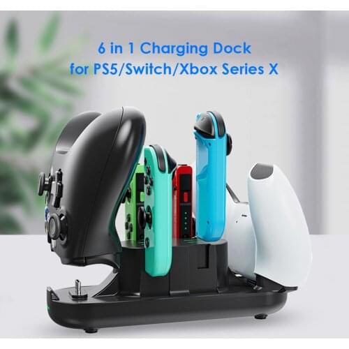 Controller Fast Charger Station for Nintendo Switch Pro Controller 6 in 1 Game Charging Dock for PS5 Xbox Series X S Controller