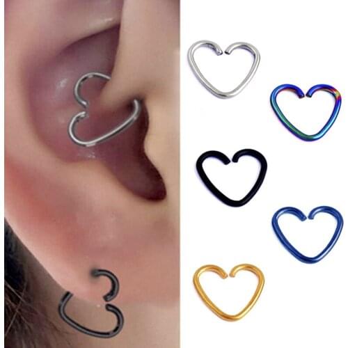 Body Jewelry Surgical Steel Daith Heart Cartilage Tragus Piercings Hoop Lip Nose Rings Orbital Ear Stud Helix Jewelry