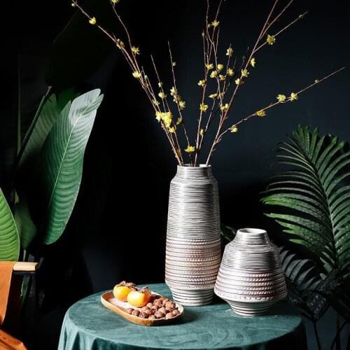European style vase home decor ceramic pot living room flower arrangement decoration ornaments Nordic Stoneware jarrones florero