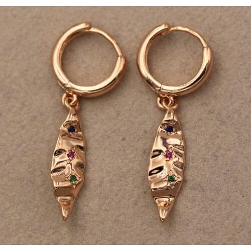 Dangle Drop Earrings White Cubic Zirconia Gold Plated Copper Earring For Women Fashion Jewelry Accessories Wedding Anniversary