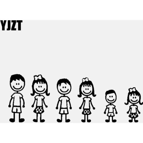 YJZT Family Decal Car Sticker Vinyl Lovely Children Black/Silver C3-2063