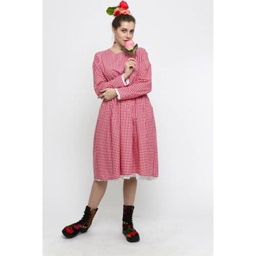 Vintage Fashion Quality Cotton Fabric For Women Long Sleeve Striped Midi Dress With Xs And 4XL Size Options