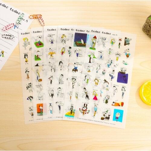 1set South Korea stationery lovely graffiti world 3 quarter stickers hand account books diary DIY cartoon stickers painting alb
