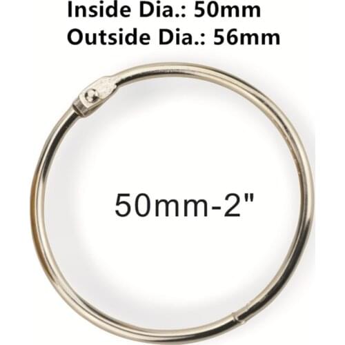 20pcs/Lot 50mm Metal Loose Leaf Book Binder Hinged Rings Keychain Album Ring Scrapbook Binders Craft Photo Album Split