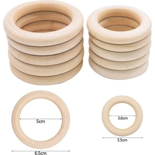5pcs/lot Natural Wood Teething Beads Children Kids DIY Jewelry Making Crafts Unfinished Wooden Round Circle Wood Rings Baby Toys