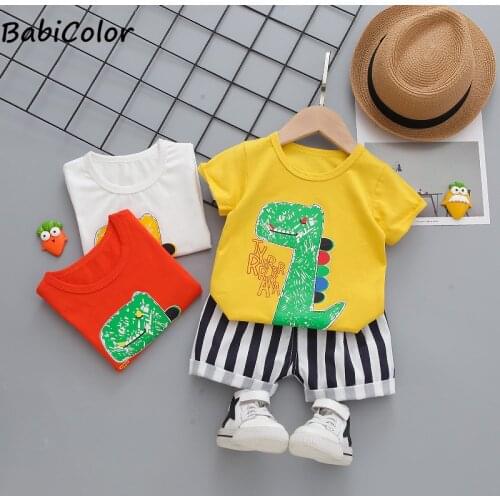 Bebes Outfits Infant Newborn Clothing Baby Summer Clothing Set Dinosaur Style Cotton T-shirt+shorts 2pcs Kids Boy Tracksuit