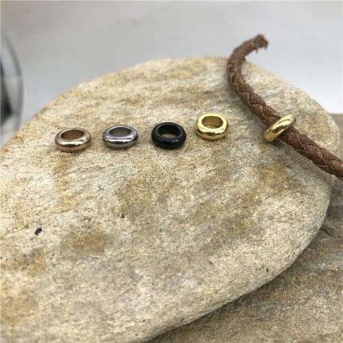 5.3mm Hole 316l Stainless Steel Narrow Glaze Spacer Beads Charms For Leather Bracelet DIY Jewelry Making Wholesales