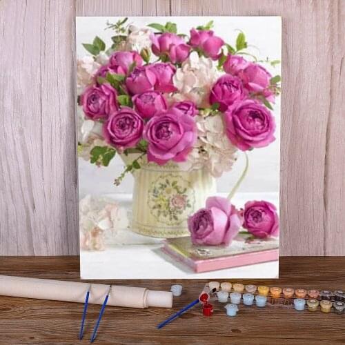 Flower DIY Painting By Numbers Kit Acrylic Paints 50*70 Canvas Painting New Design Crafts For Adults Wholesale Handiwork