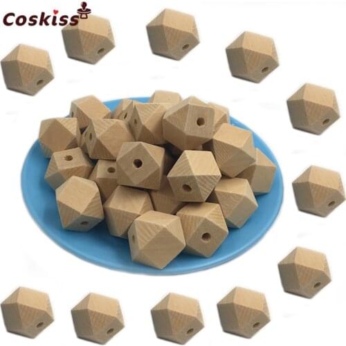 Nursing Chewing Wooden Teether For Baby Teether Necklaces/bracelets Baby Teether Toys 0.39"(10mm) Wooden Geometric Hexagon Beads