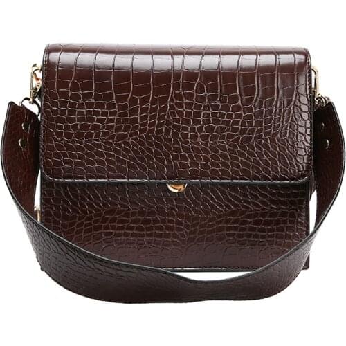 Buylor Crossbody Bag Designer Luxury Handbag Female Flip Square Bag Fashion Crocodile pattern Vintage Shoulder Bag Retro