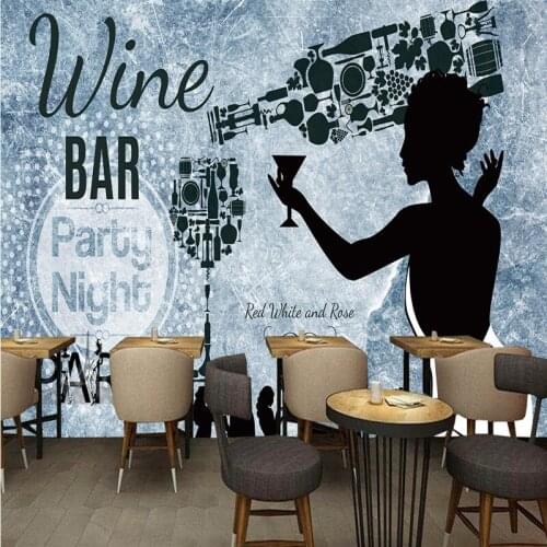 Drop Shipping Custom Photo Wallpaper 3D Stereo Silhouette Nostalgic Retro Series Bar Background Wall Wallpaper KTV Mural