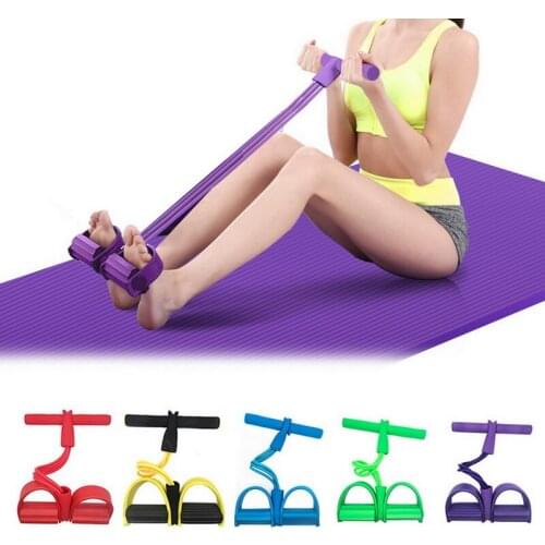 Hot Indoor Fitness Resistance Bands Exercise Equipment Elastic Up Pull Rope Gym Workout Bands Sport 4 Tube Pedal Ankle Puller