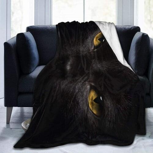 Halloween Cat Blanket Fuzzy Luxury Throw Warm and Cozy Flannel Bed Blanket for Sofa Travel Yoga Camping Picnic Cinema Home Beach