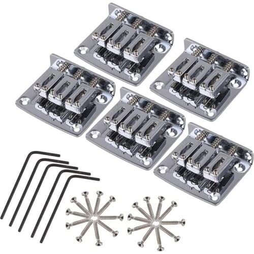 New Silver Zinc Alloy Bridge Tailpiece for 3 String Cigar Box Electric Guitar Set of 5