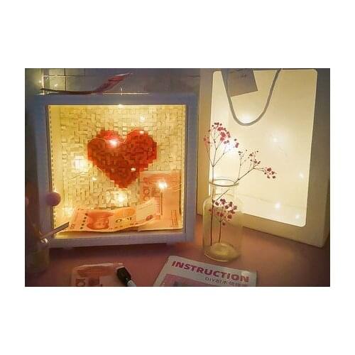 DIY Assemble 365 days plan piggy bank With LED string lights Coin money Boxes Saving Container Valentines Day gift for girls