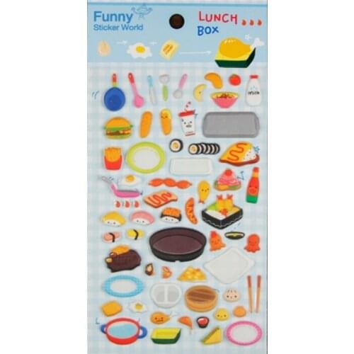 Korea Funny Lunch Box Design 3D PVC Foam Sticker Cute Foods Scrapbooking Hobby Journal Book Home decoration