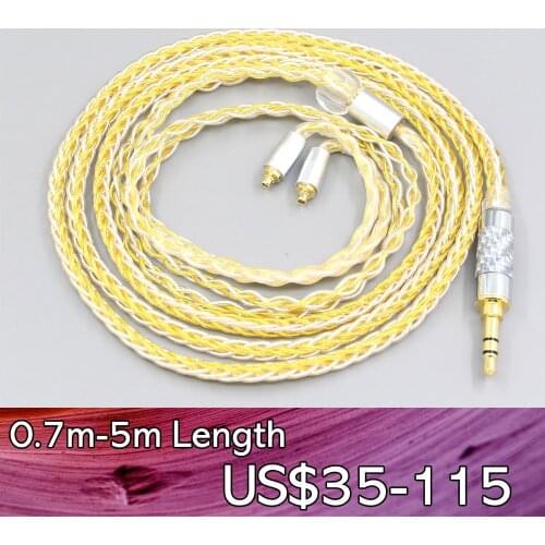 LN007697 6.5mm 2.5mm 4.4mm 8 Core Silver Gold Plated Braided Earphone Cable For AKG N5005 N30 N40 Sennheiser IE300 IE900