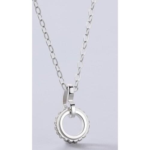 Micro-inlay Heart Circle 925 Sterling Silver Clavicle Chain Temperament Literary Sweet Personality Female Necklace SNE307